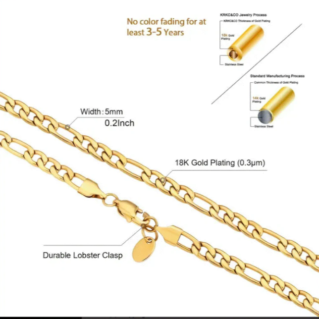 1pc Golden Necklace Men & Women