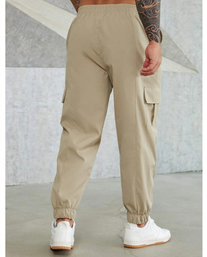 Extended Sizes Men Graphic Drawstring Cargo Pants