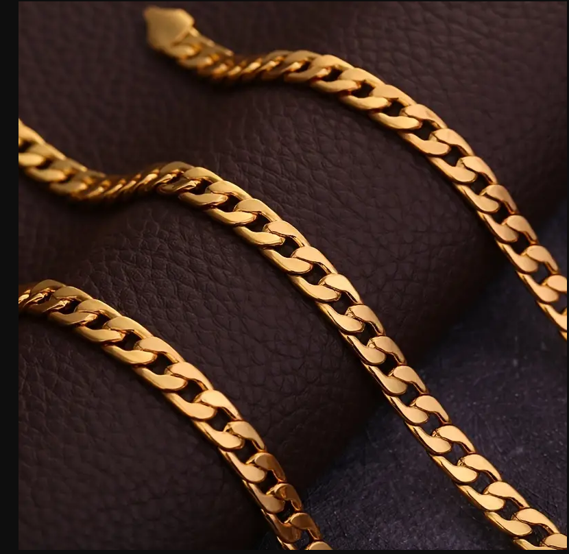18K Golden Plated Link Chain Necklace Men's Chain Hip Hop