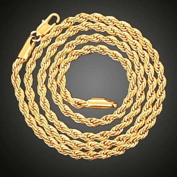 2 PC 18k Golden Plated Necklace For Men Women