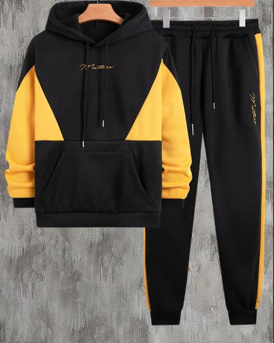2 PC Men's Pullover Hooded Sweatshirt & Drawstring Sweatpants