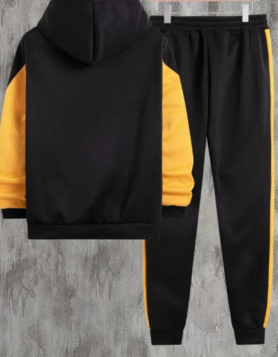 2 PC Men's Pullover Hooded Sweatshirt & Drawstring Sweatpants