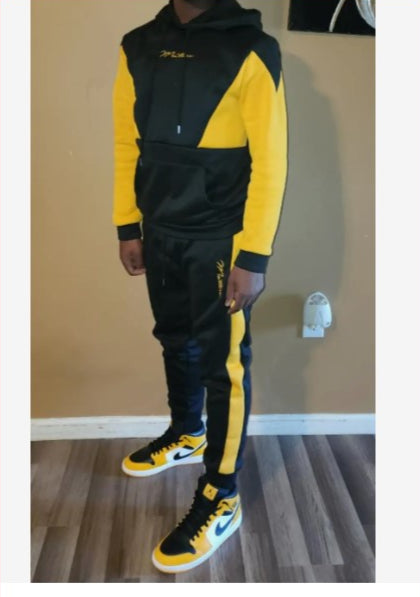 2 PC Men's Pullover Hooded Sweatshirt & Drawstring Sweatpants