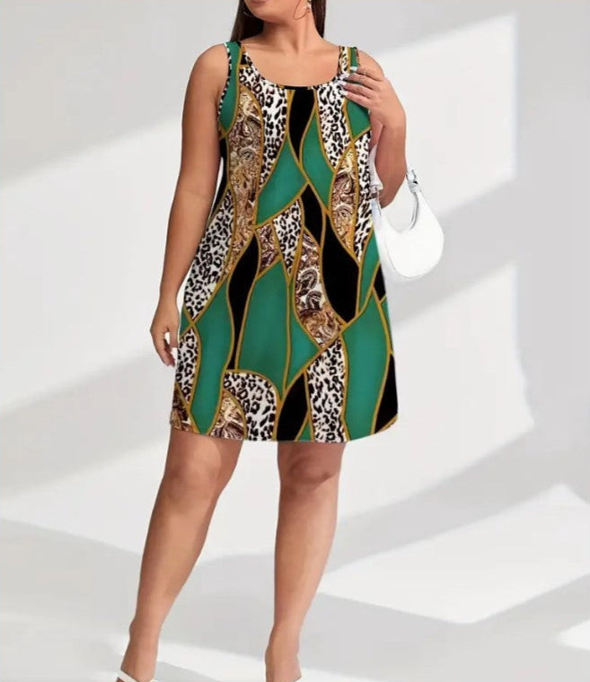 Plus Size Casual Contrast Leopard Print Color