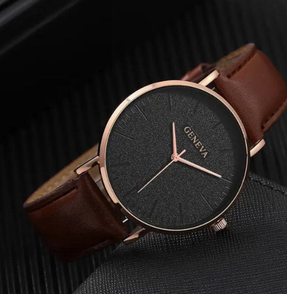 4pcs Quartz Leather Watch Band