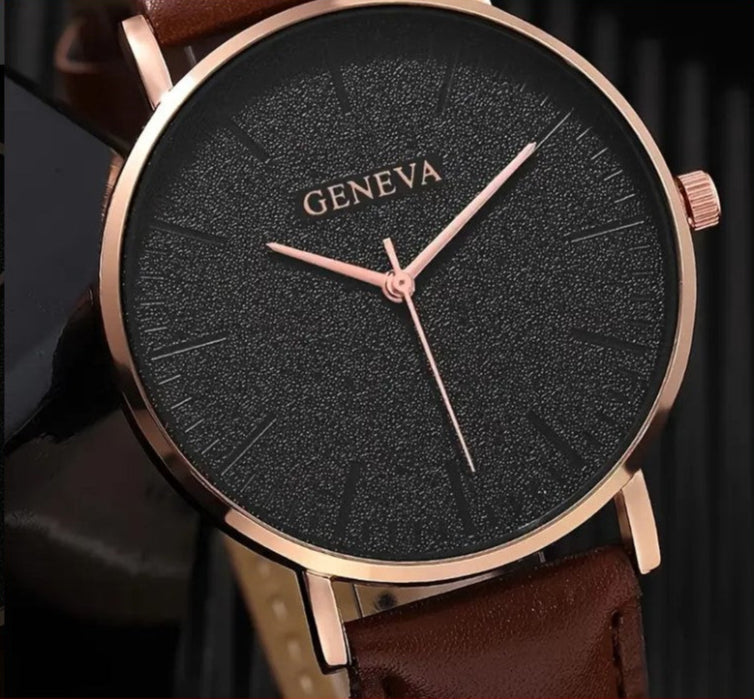 4pcs Quartz Leather Watch Band