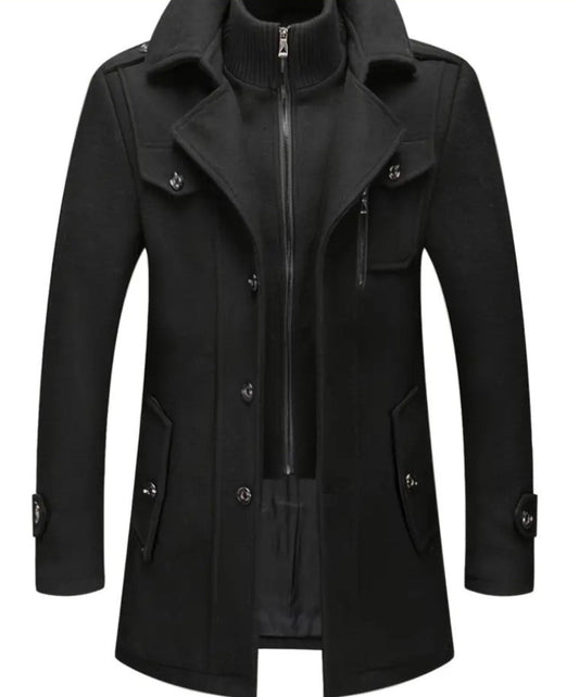 Business Woolen Coat Double Collar Jacket