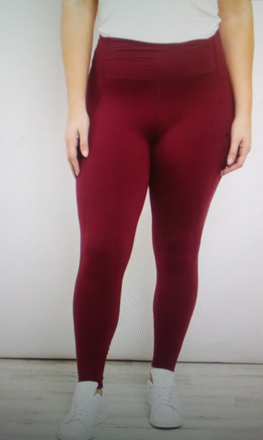 BURGUNDY PLUS SIZE LEGGINGS