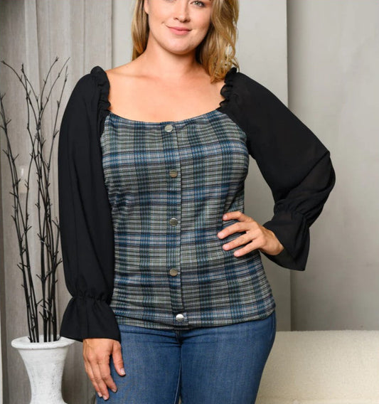 Long Sleeve Button Detailed Top