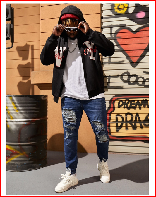 Vaqueros de pierna recta con rotos de tallas extendidas 