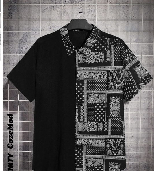 Extended Sizes Men Paisley Print Shirt
