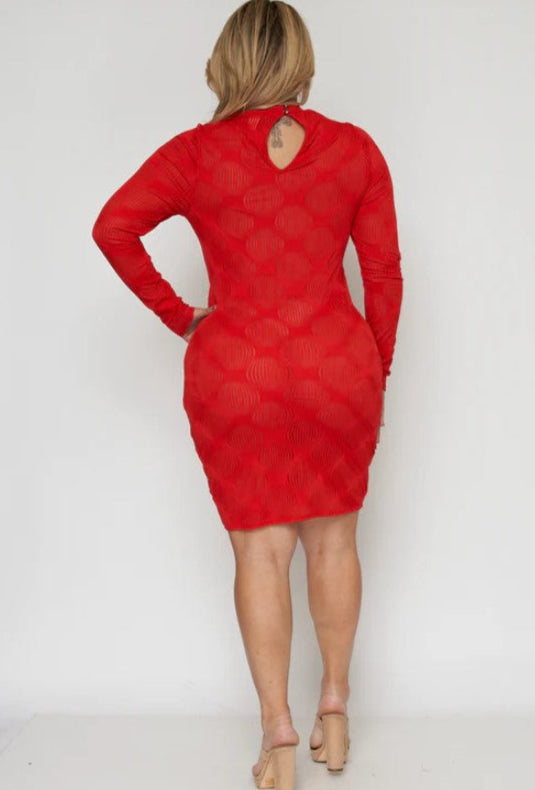 Long Sleeve Heineck Bodycon Plus Size Dress