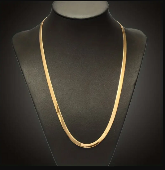 1pc Gold Plated Flat Herringbone Snake Bone Necklace