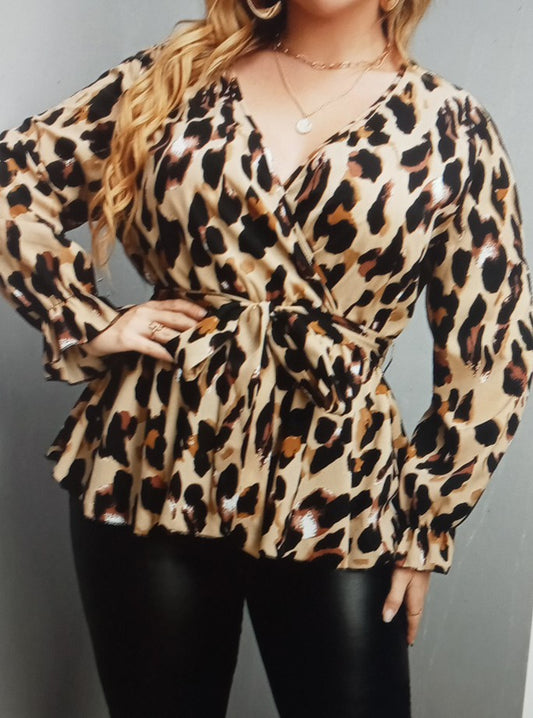 Plus Leopard Print Blouse